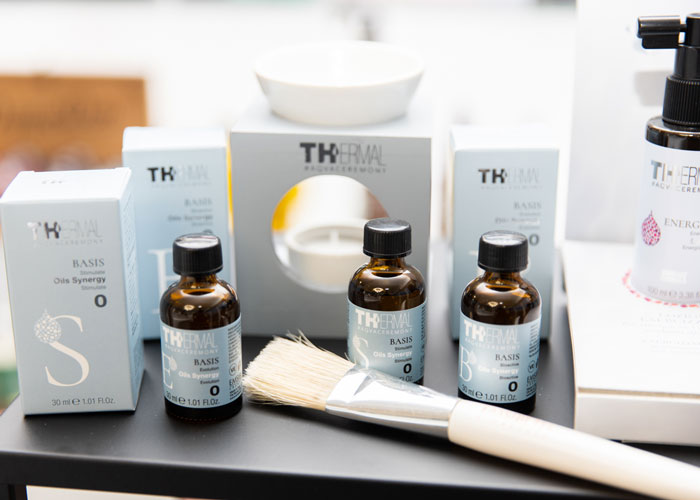 Bottles and boxes of Thermal Aqvaceremony products.